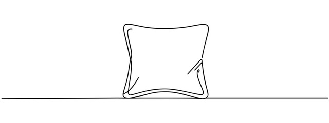 pillow in one line. vector illustration of one pillow in one line. coziness concept