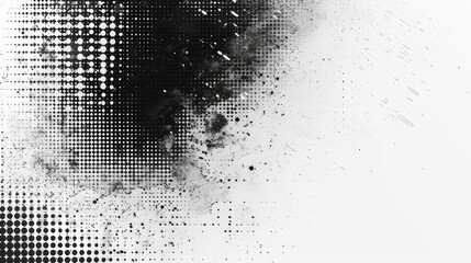 Fototapeta premium Halftone faded gradient texture. Grunge halftone grit background. White and black sand noise wallpaper. Retro pixilated vector backdrop