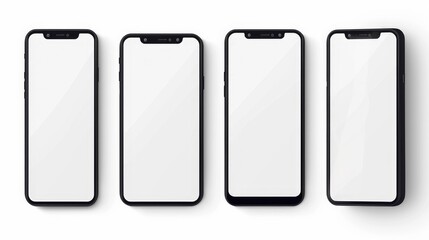 Smartphone mockup white screen. mobile phone vector Isolated on White Background. phone different angles views. Vector illustration - obrazy, fototapety, plakaty