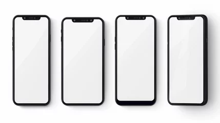 Deurstickers Smartphone mockup white screen. mobile phone vector Isolated on White Background. phone different angles views. Vector illustration © Orxan