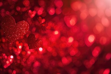 Romantic Red Glitter Hearts, Valentine's Day Concept