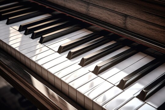 Grunge-style music background with piano keys.