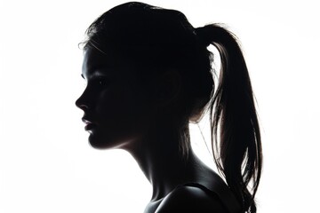 Beautiful girl silhouette on white background, beauty and fashion.