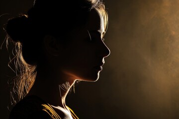 Beautiful profile portrait of a young woman silhouette.