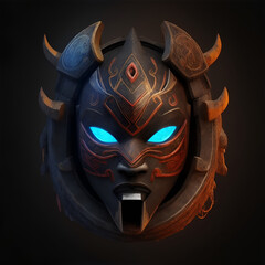 Naklejka premium Fun mask illustration on dark backround