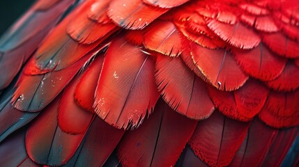 red feather pigeon macro photo. texture or background - obrazy, fototapety, plakaty