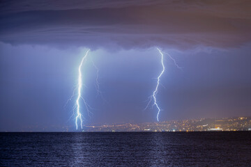 Naklejka na ściany i meble Thunderstorm over Rijeka