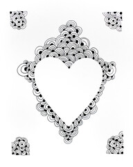 Hand drawn heart decorated with decorative frame