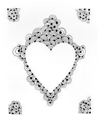 Stickers pour porte Surréalisme Hand drawn heart decorated with decorative frame