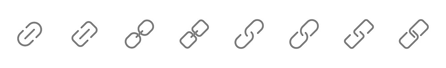 Link icon set. Hyperlink chain symbol.
