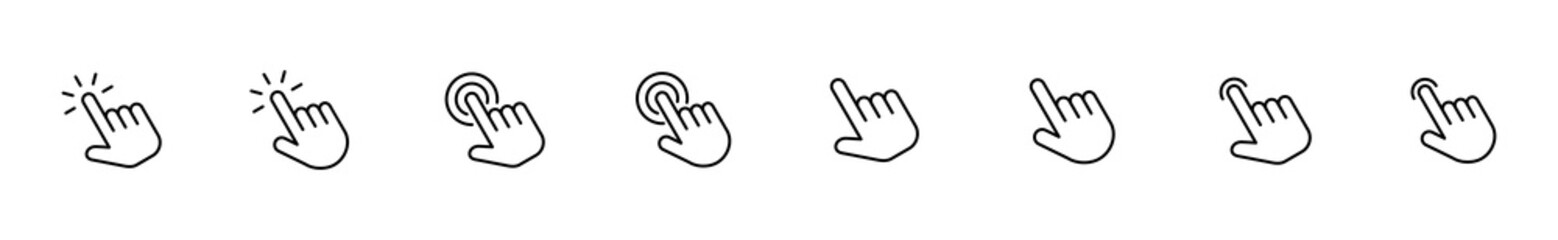 Hand click icon set. pointer icon vector. hand cursor icon vector