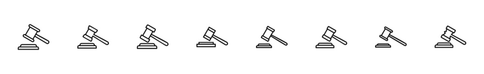 Gavel icon set. judge gavel icon vector. law icon vector. auction hammer