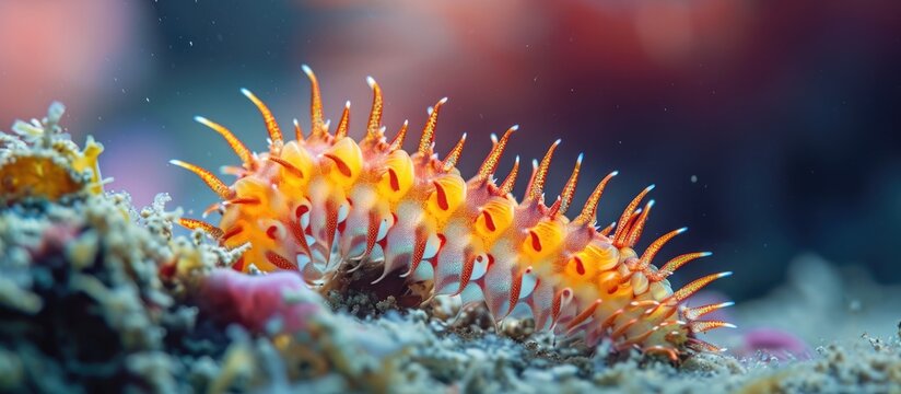 Underwater photography of a toxic spiky fireworm, belonging to Amphinomidae family.