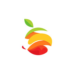 fruit logo split into one shape.