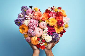 Bouquet of flowers in heart shape
