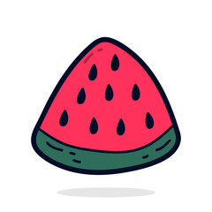 Watermelon doodle icon. Vector illustration in flat style. Isolated on white background.
