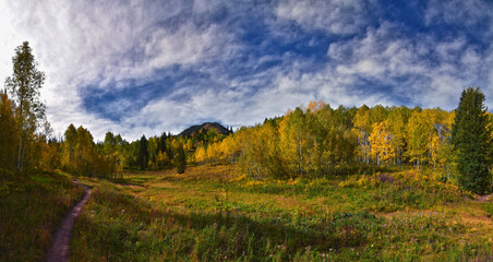 Fototapeta premium Timpanogos back Willow Hollow Ridge, Pine Hollow Trail hiking trail view Wasatch Rocky Mountains, Utah.