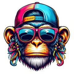Hip hop monkey with sun glasses. 
