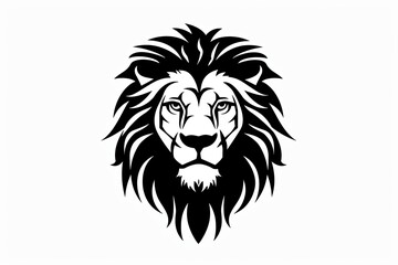 Obraz premium A fierce lion head with a majestic mane captured in a detailed sketch, creating a striking illustration that could also serve as clipart or a stencil for any art project