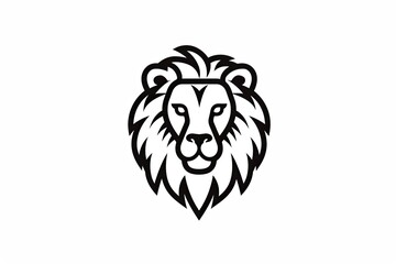 Obraz premium A fierce lion's head emerges from the simplicity of a white canvas, brought to life through a stunning blend of sketching, drawing, and line art techniques this clipart-inspired illustration captures