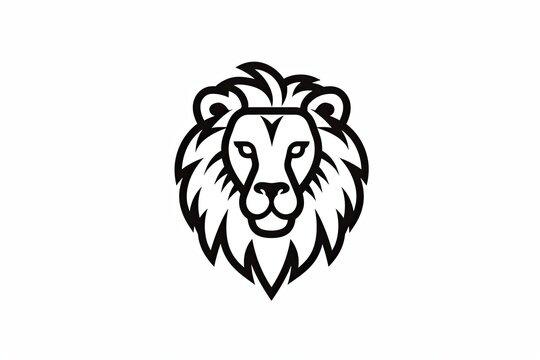 A fierce lion's head emerges from the simplicity of a white canvas, brought to life through a stunning blend of sketching, drawing, and line art techniques this clipart-inspired illustration captures