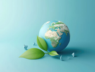 Green Technology Concept: Globe and Leaf Integration
