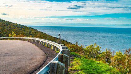 Obraz premium on my road trip i saw this beautiful view when sky and see meeting togather.