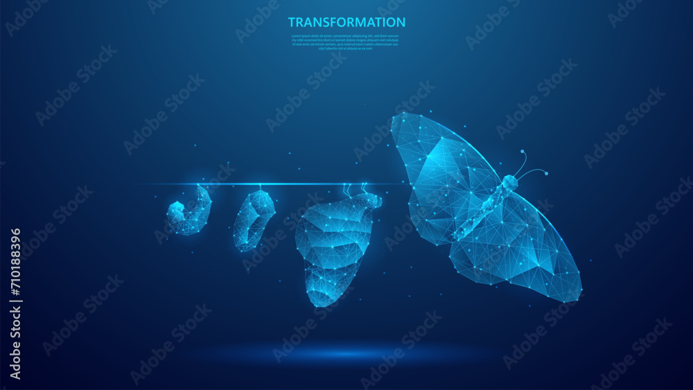 Wall mural digital transformation concept. illustration of butterfly evolution symbolizing digital transformati