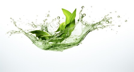 Green tea water splash white shot in the (4)
