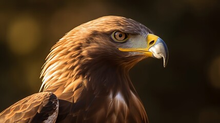 Obraz premium golden eagle portrait and bokeh background