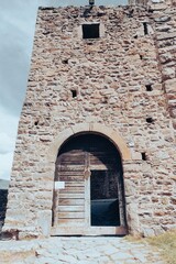 Naklejka premium Vineyard and view into Blozano Castle Hocheppan the medieval castles of South Tyrol