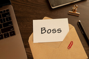 There is word card with the word Boss. It is as an eye-catching image.