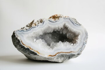 Agate stone on a white background. Natural stone with agate.