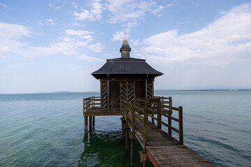 wooden pier on  the lake Neuchatel