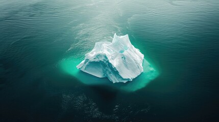 Fototapeta premium Amidst the serene arctic ocean, a magnificent iceberg stands tall, a reminder of nature's beauty and the inevitable effects of climate change