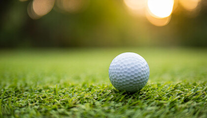 golf ball on pristine green grass, epitomizing precision and excellence in the sport of golf