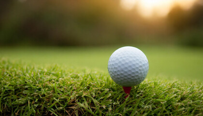 golf ball on pristine green grass, epitomizing precision and excellence in the sport of golf