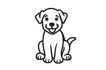 Obraz premium A charming cartoon canine leaps off the page in this simple yet endearing line drawing, capturing the playful and loyal nature of man's best friend