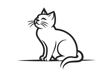 Playful feline sketched in elegant lines, ready to leap off the page in a charming coloring book illustration