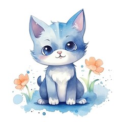 Cute cat cartoon pastel colors