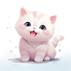 Fototapeta premium Cute cat cartoon pastel colors