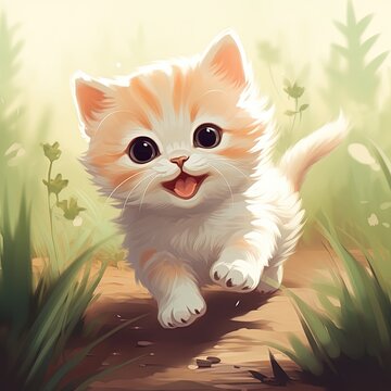 Cute cat cartoon pastel colors