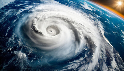 Dramatic satellite view of Hurricane Florence: A powerful super typhoon swirling over the Atlantic, revealing the mesmerizing eye of the storm