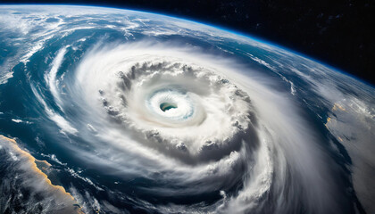 Dramatic satellite view of Hurricane Florence: A powerful super typhoon swirling over the Atlantic, revealing the mesmerizing eye of the storm