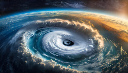 Dramatic satellite view of Hurricane Florence: A powerful super typhoon swirling over the Atlantic, revealing the mesmerizing eye of the storm