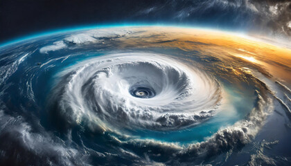 Dramatic satellite view of Hurricane Florence: A powerful super typhoon swirling over the Atlantic, revealing the mesmerizing eye of the storm