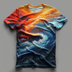 The design of a modern T-shirt. Collection 2024. Space, the future, futurism, galaxies