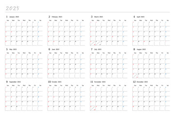 2025年日本の年間カレンダー	
