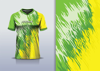 Tshirt mockup abstract grunge rustic sport jersey design for football soccer, racing, esports, running, yellow green color © Nimpuna O