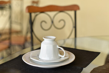 cup of coffee, cup of coffee on a table, close up of , china set, white porcelain plates and cups, glass plates and cups, plates and cups, table set, white dinnerware, porcelain dinnerware	